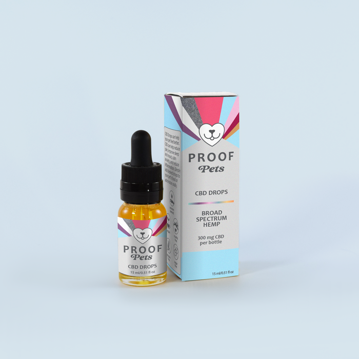 Pets CBD drops bottle and box
